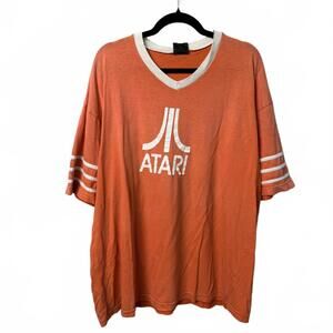 Vintage 2000s Atari Video Game Console V-neck Jersey Tee XL